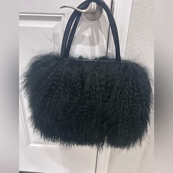 SOLD-Luxuriously Soft and Fluffy Mongolian Shoulder Tote Handbag - Picture 4 of 7